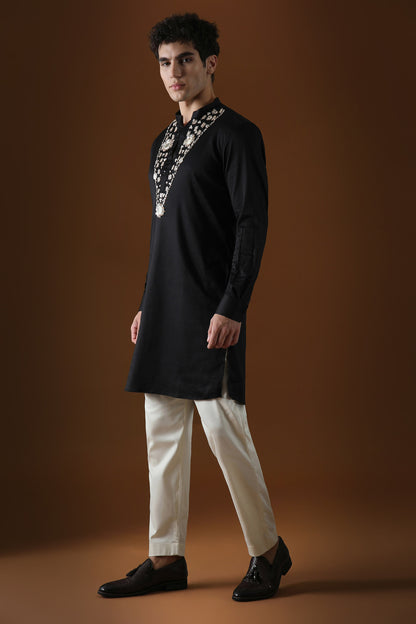 Mirror Illusion Hand Embroidered Designer Kurta - Ivory