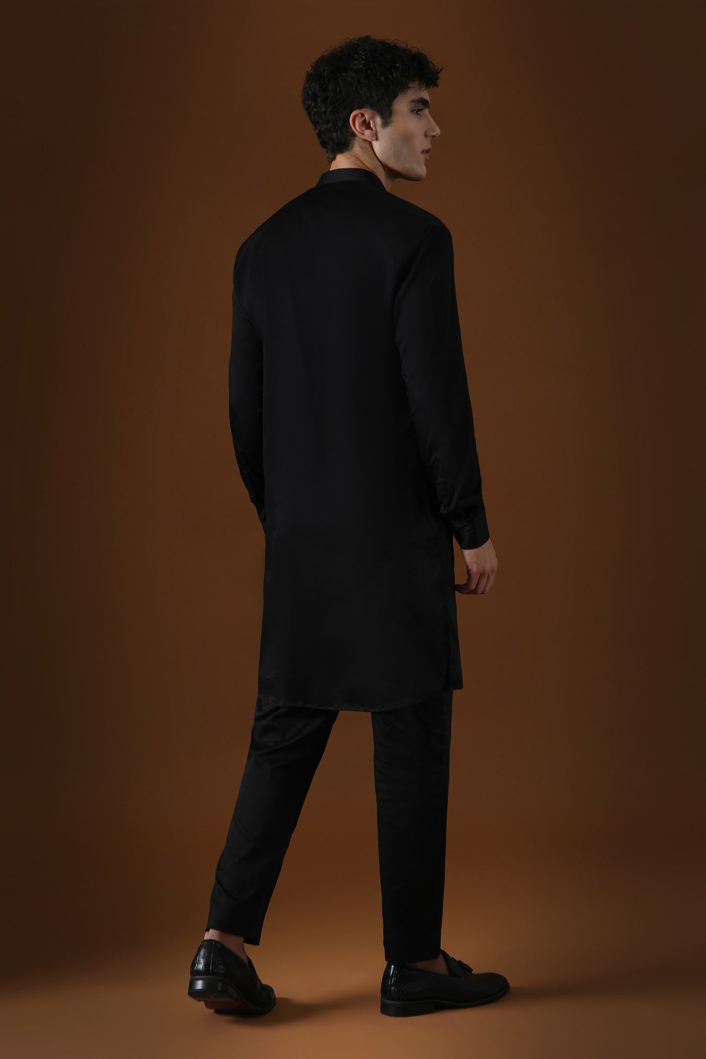 Tiger Hand Embroidered Designer Kurta - Black