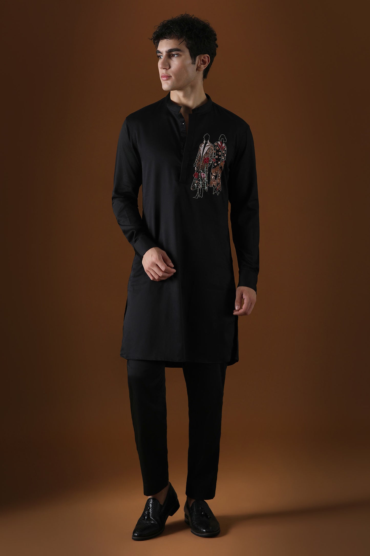 The Humans Hand Embroidered Designer Kurta - Black