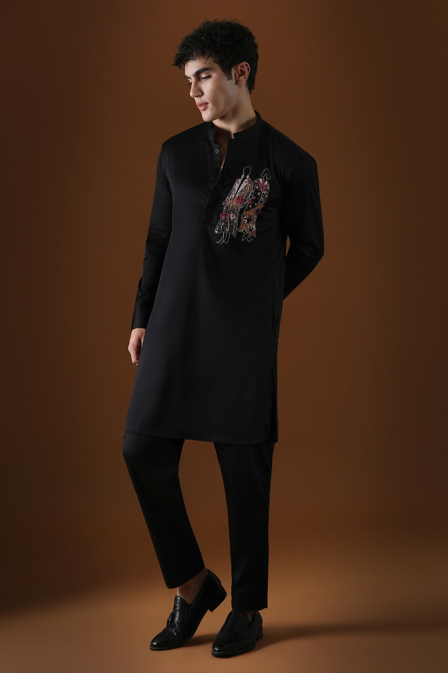 The Humans Hand Embroidered Designer Kurta - Black