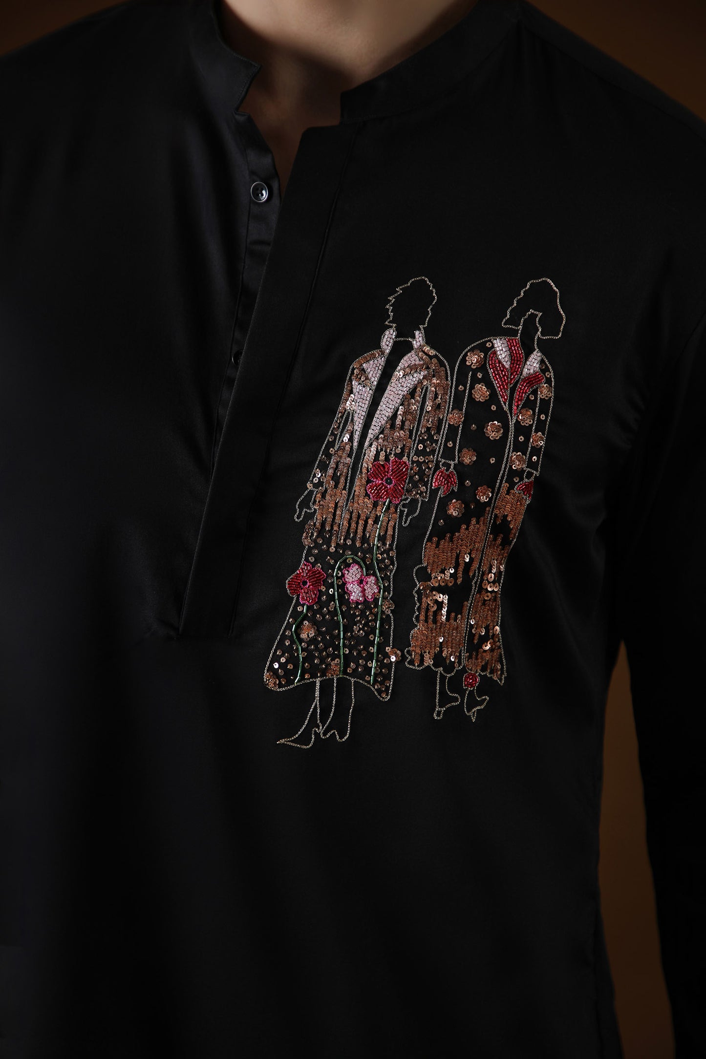 The Humans Hand Embroidered Designer Kurta - Black