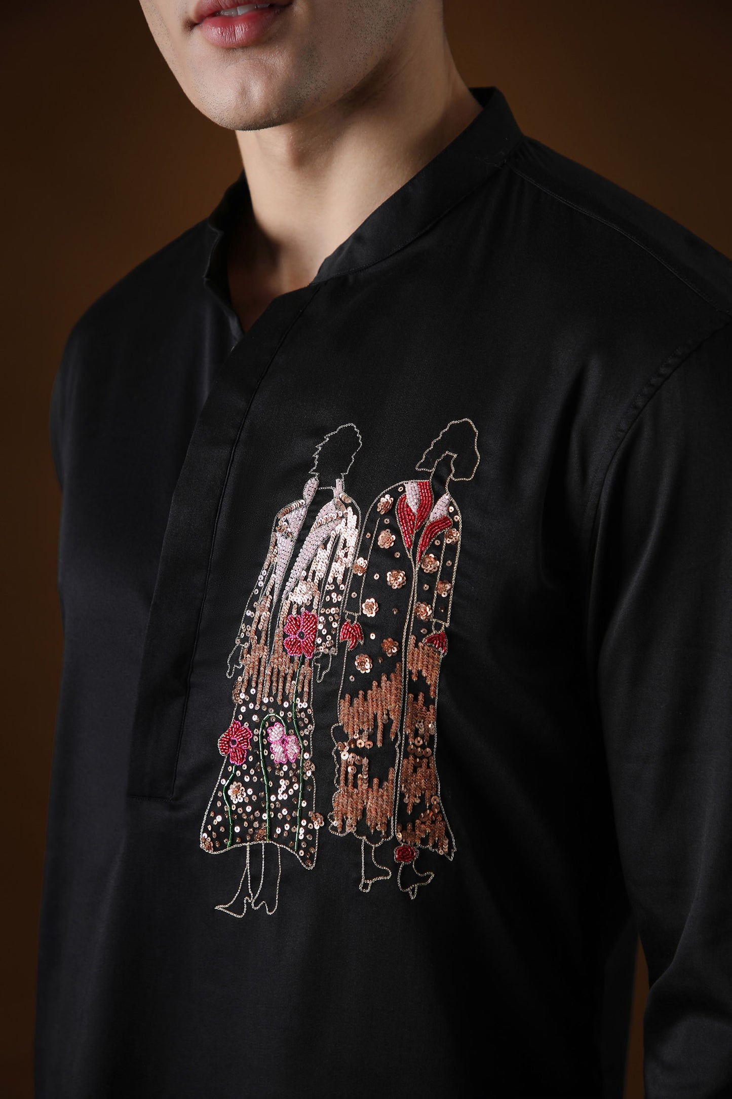 The Humans Hand Embroidered Designer Kurta - Black