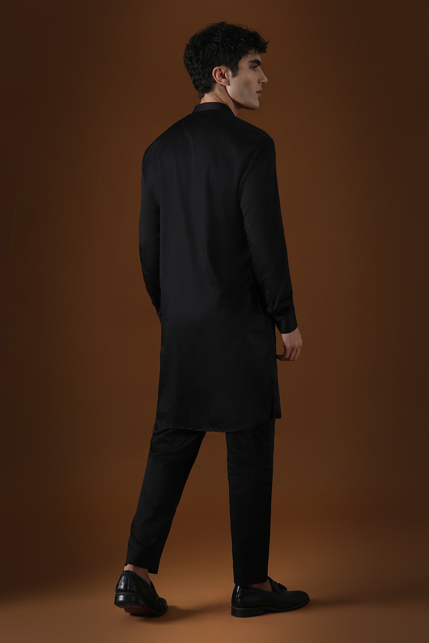 Sequins and Coin Hand Embroidered Designer Kurta - Black