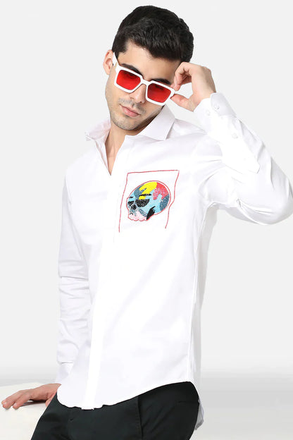 Colorblock Skull - White