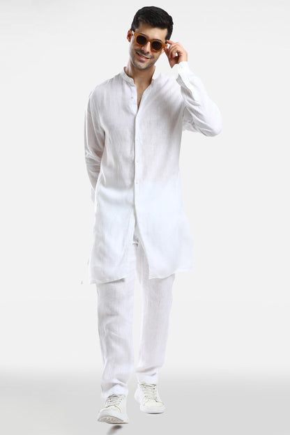 White Linen Kurta Set