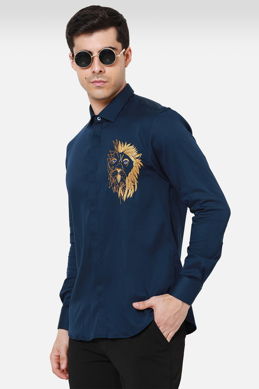 The Abstract Lion - Navy Blue