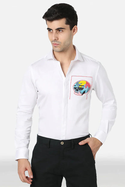 Colorblock Skull - White