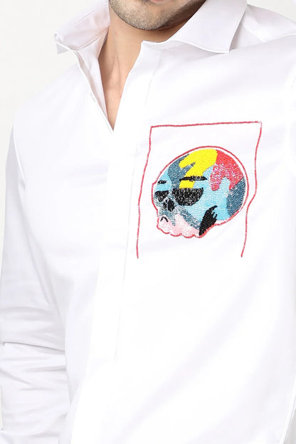 Colorblock Skull - White