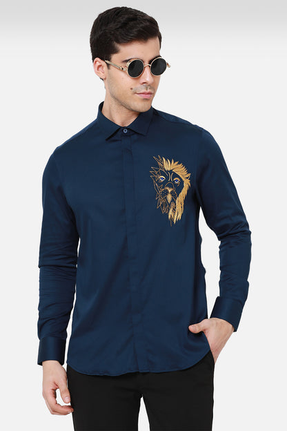 The Abstract Lion - Navy Blue