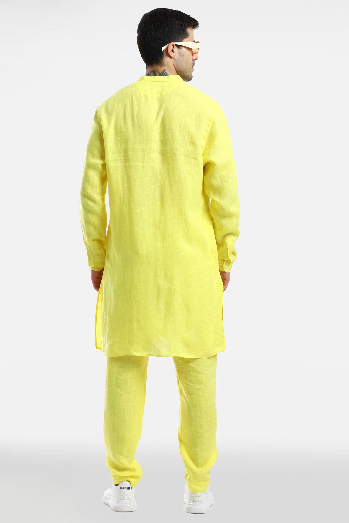 Bright Yellow linen kurta set