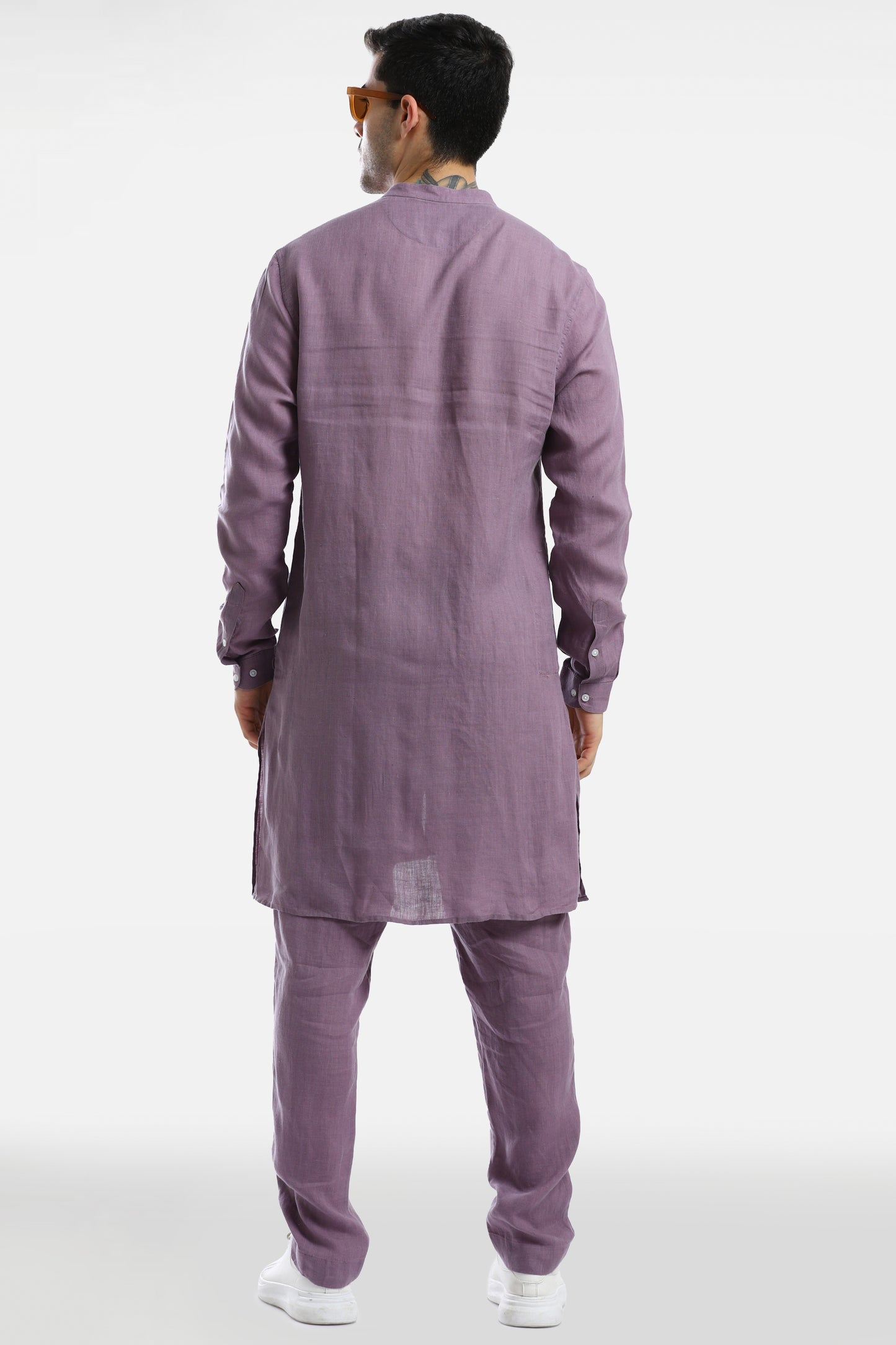 Mauve Purple Linen Kurta Set