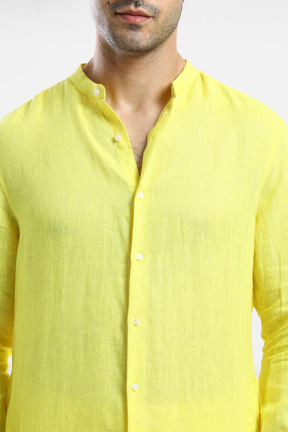 Bright Yellow linen kurta set