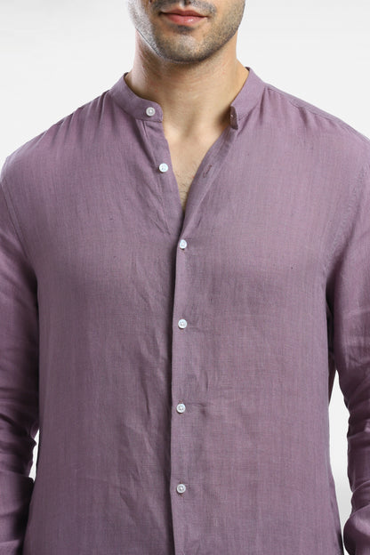 Mauve Purple Linen Kurta Set