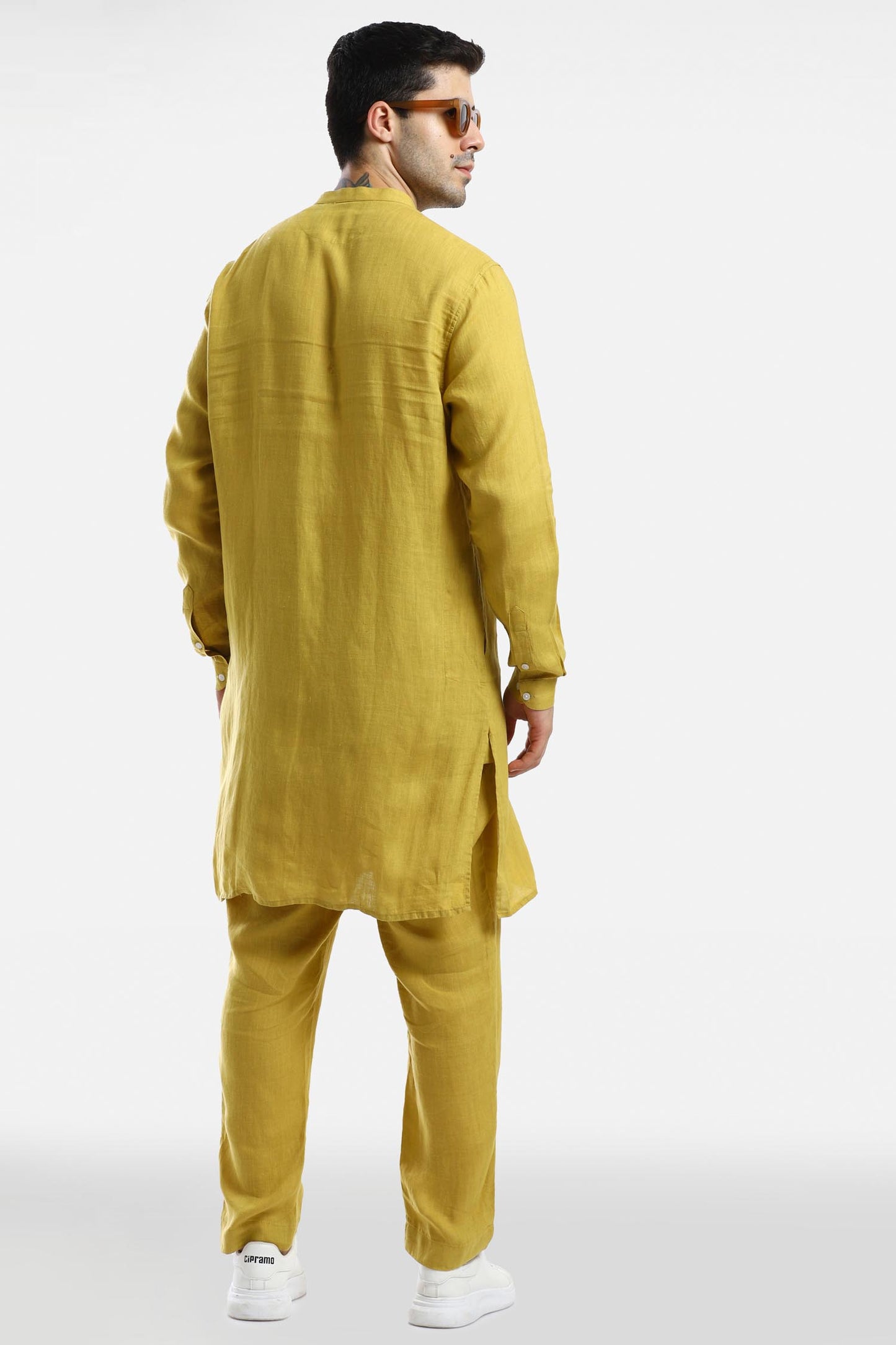 Mustard Linen Kurta Set