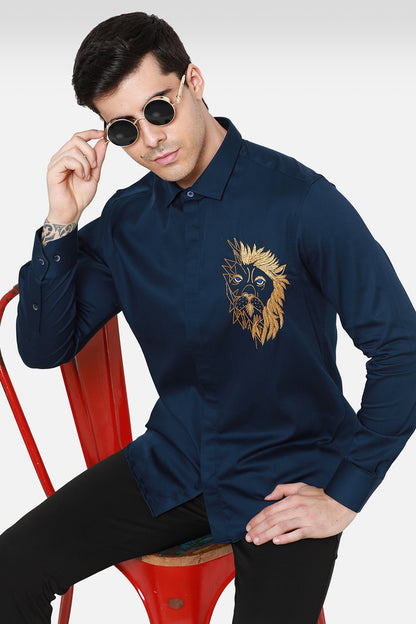 The Abstract Lion - Navy Blue