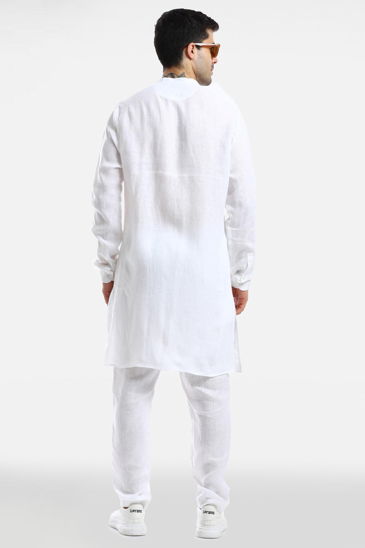 White Linen Kurta Set