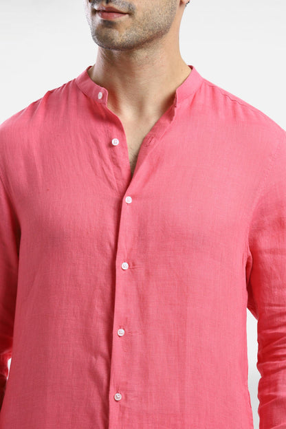 Bubblegum Pink Linen Kurta Set