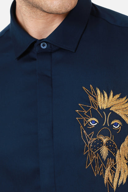 The Abstract Lion - Navy Blue