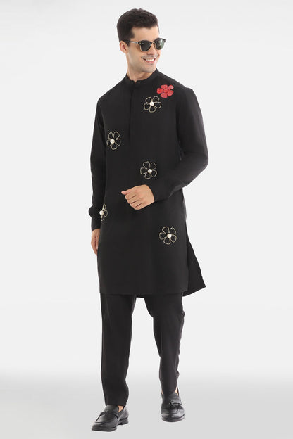 Bloom Pearl Kurta - Black