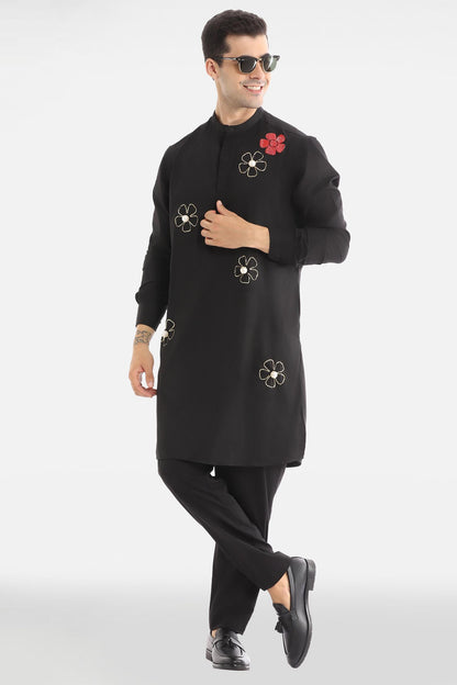 Bloom Pearl Kurta - Black