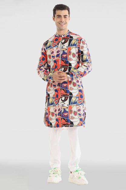 Retro Comic Print Kurta