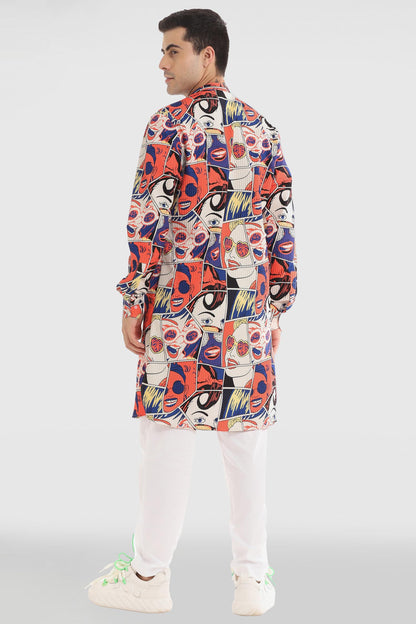 Retro Comic Print Kurta