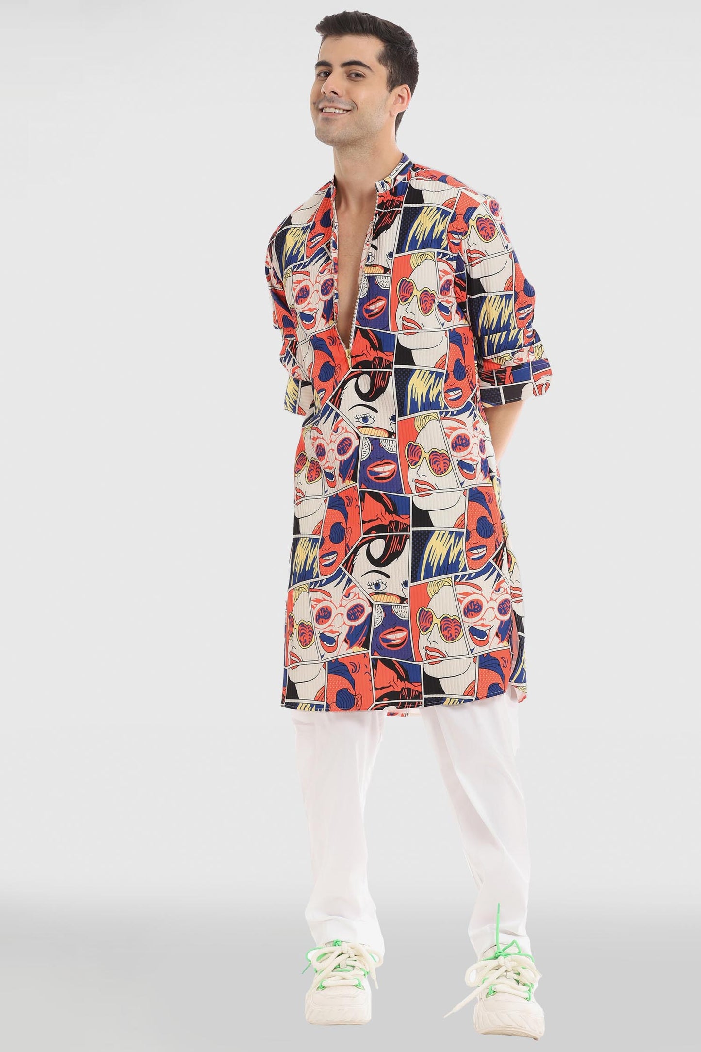 Retro Comic Print Kurta