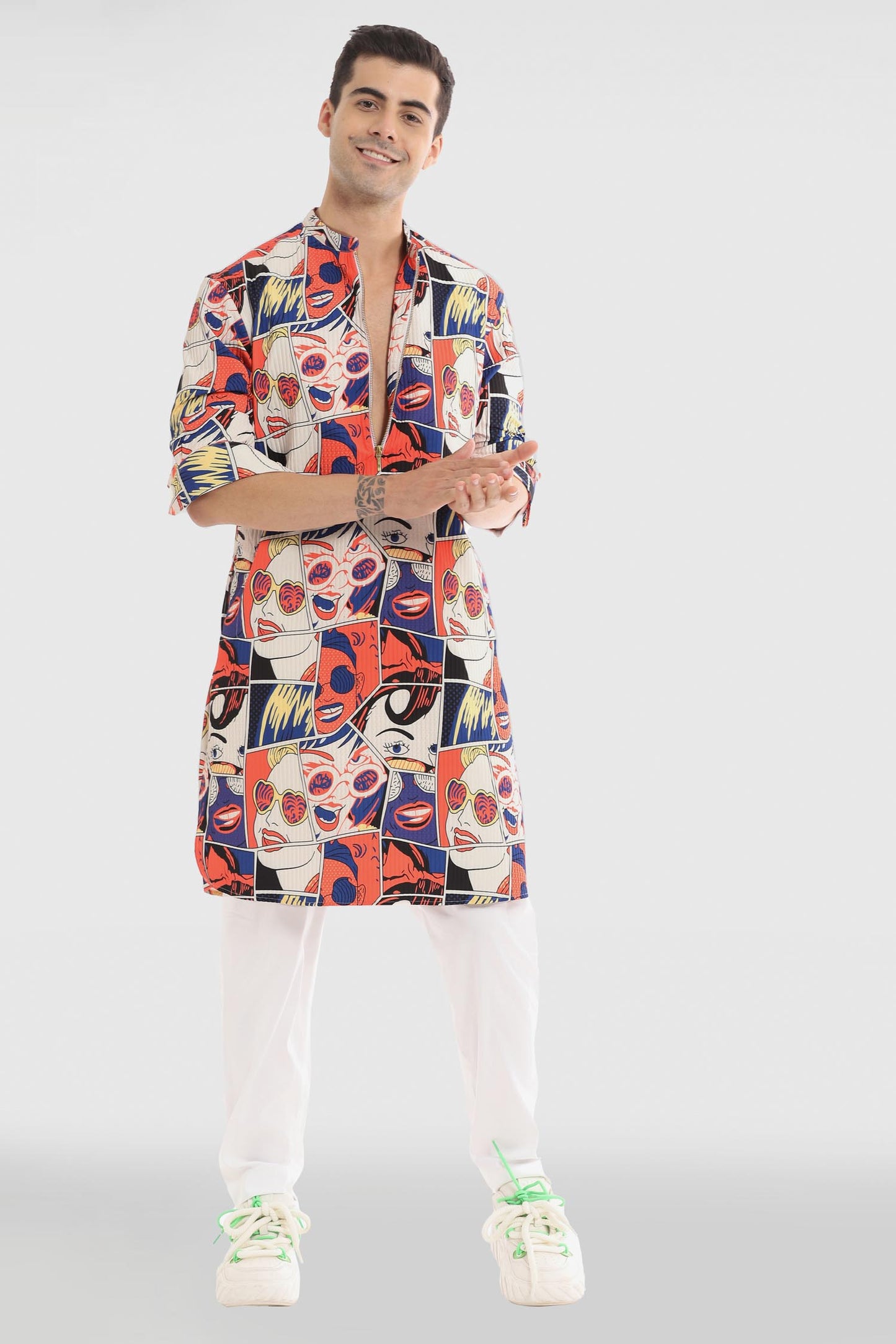 Retro Comic Print Kurta