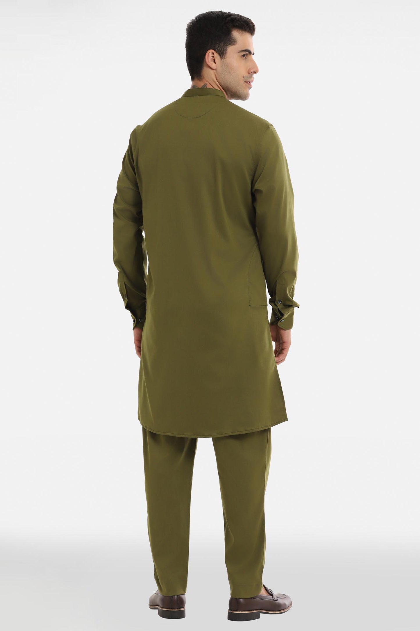 Birds Blossom Kurta - Olive Green