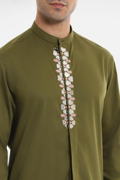 Mirror Kurta - Olive Green