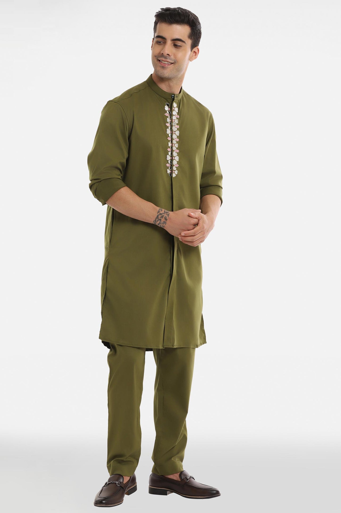 Mirror Kurta - Olive Green