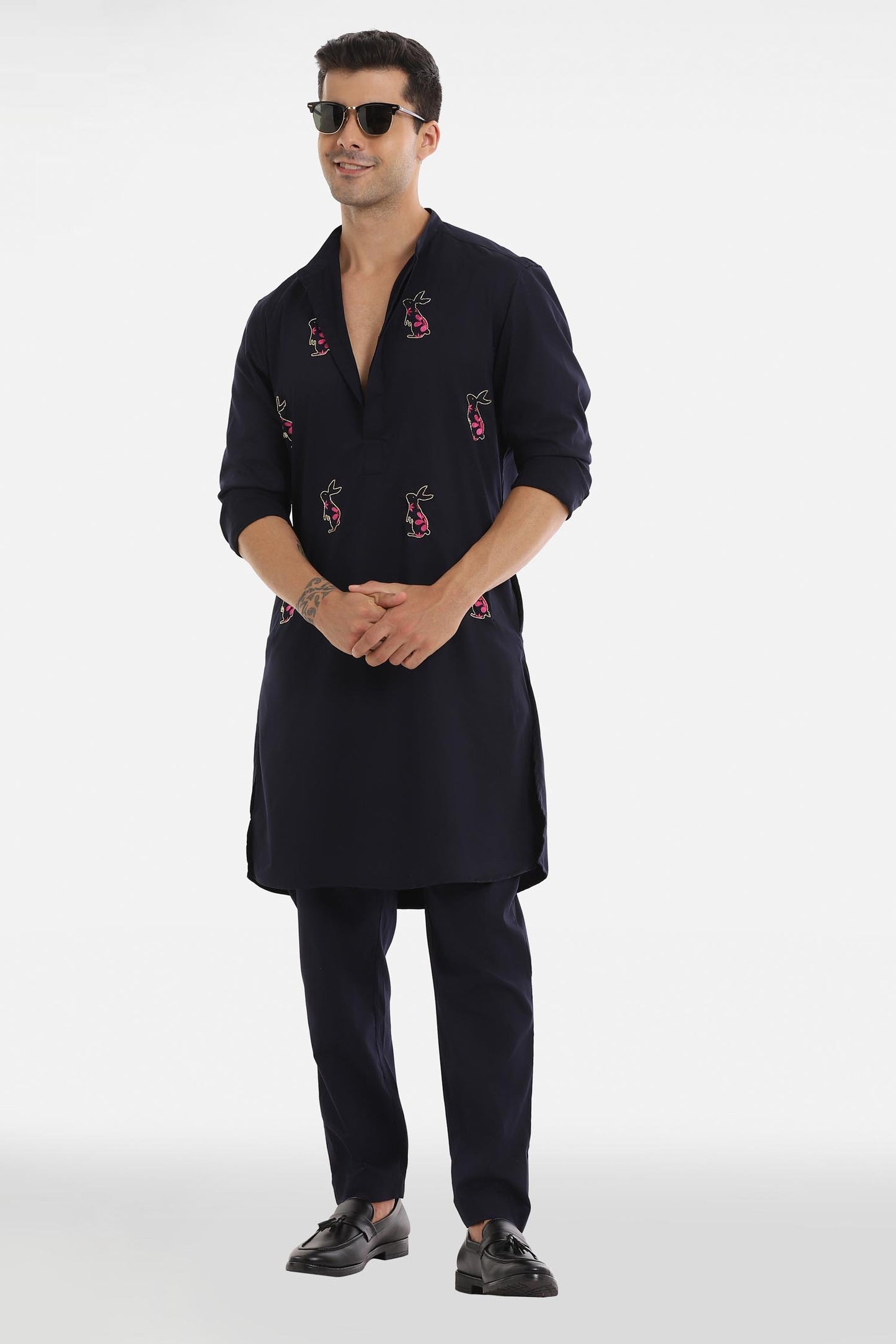 Rabbit Kurta - Navy Blue