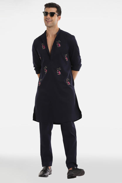 Rabbit Kurta - Navy Blue