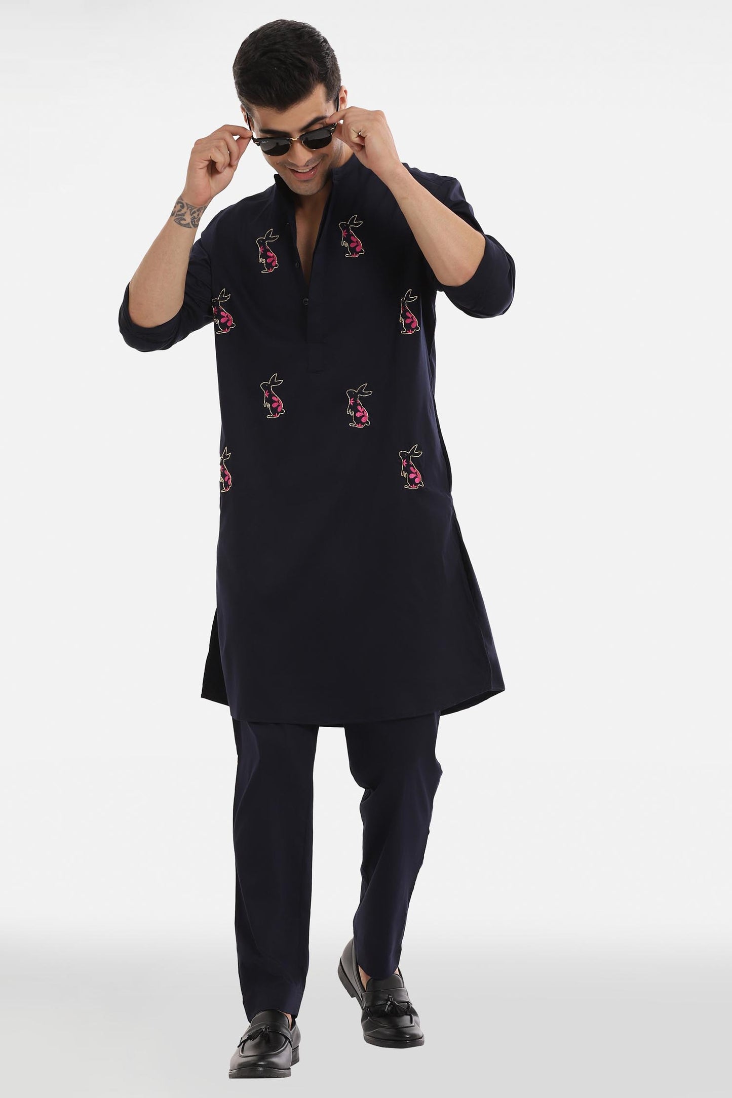 Rabbit Kurta - Navy Blue