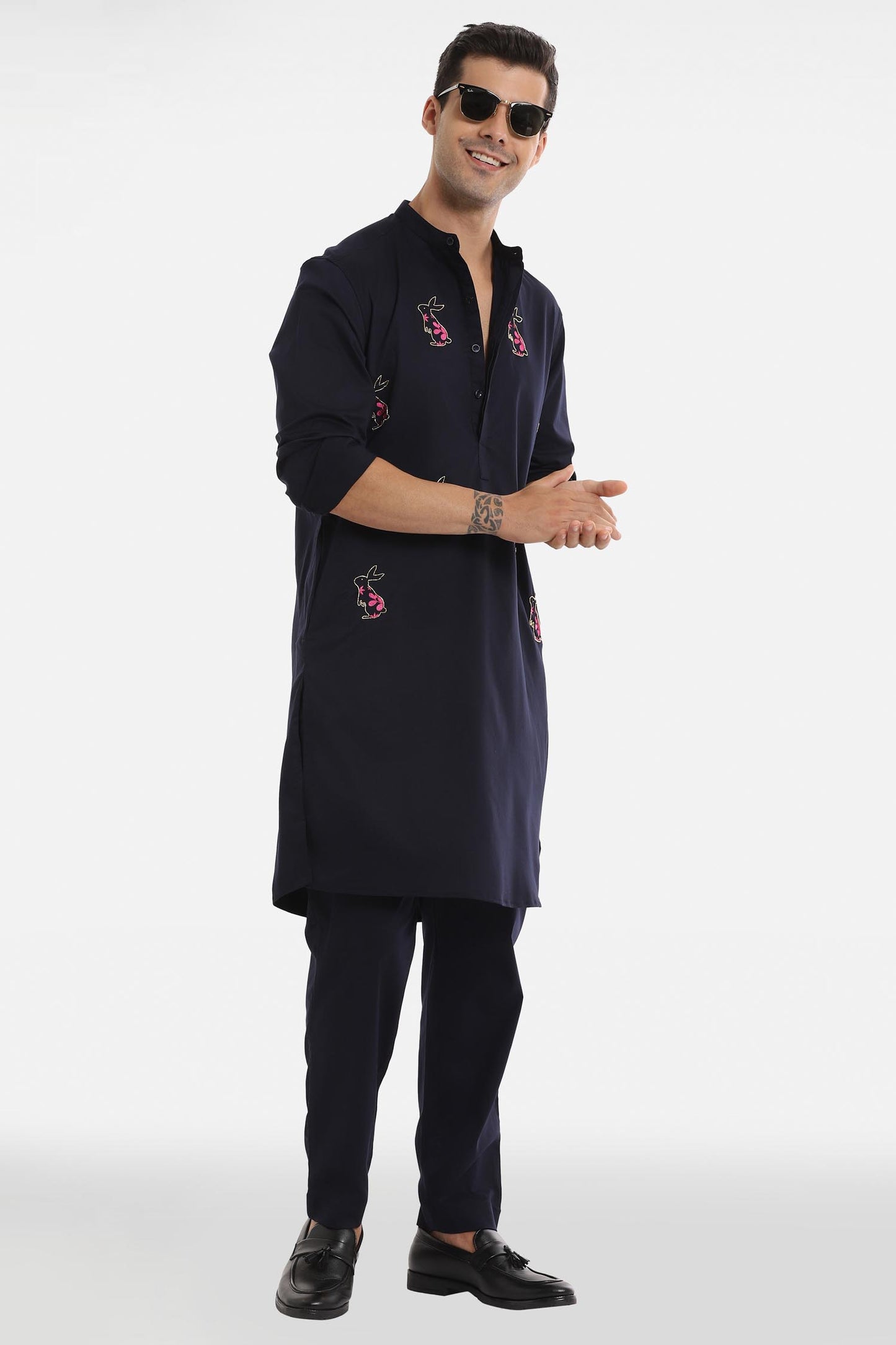 Rabbit Kurta - Navy Blue