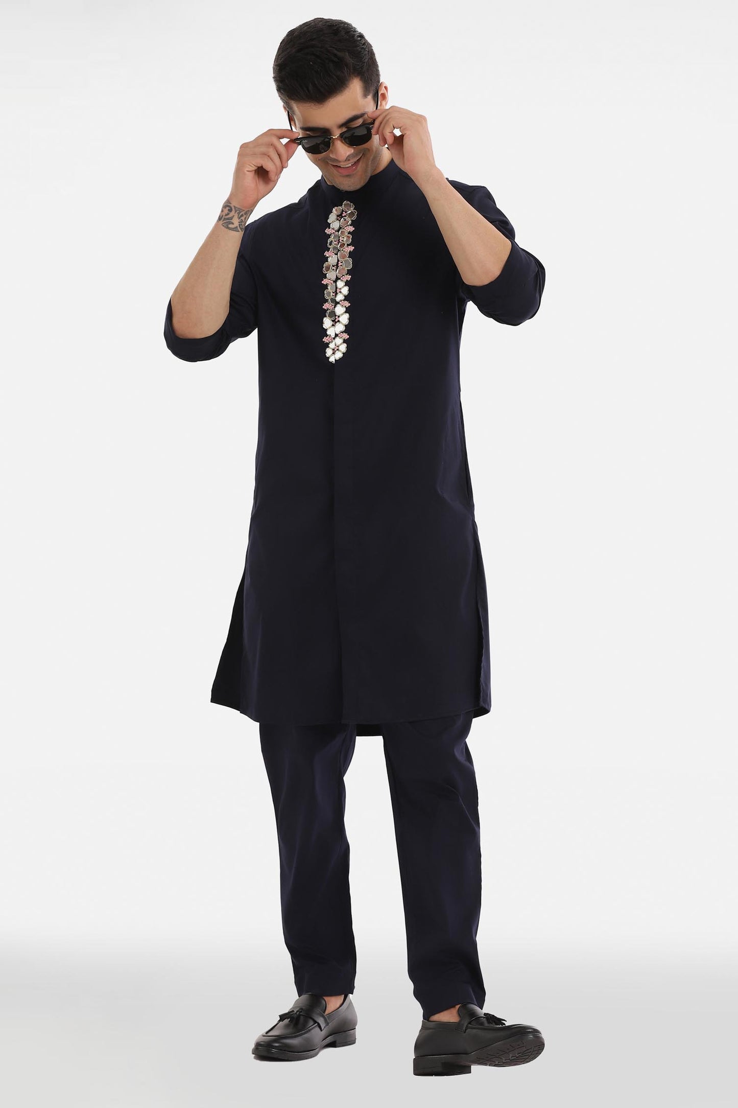 Mirror Kurta - Navy Blue