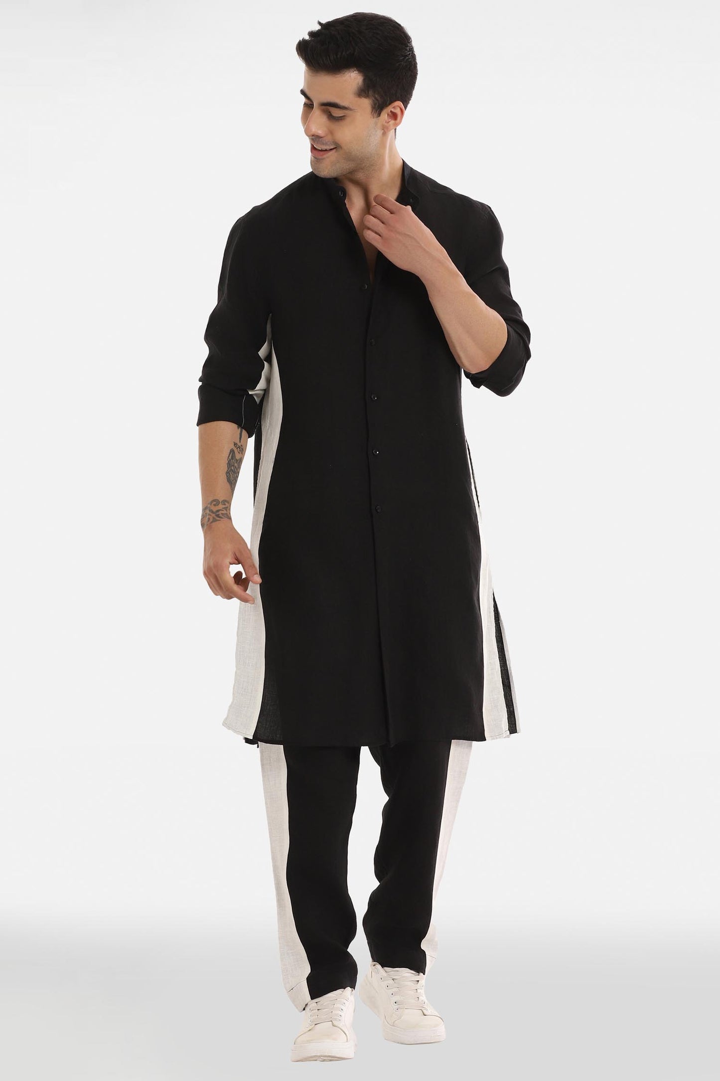 Linen Monochromed Kurta Set