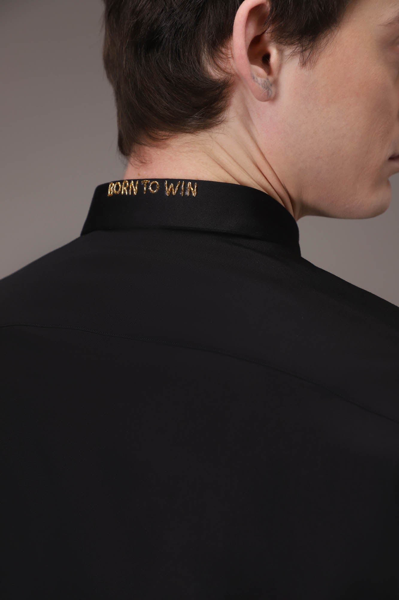 Gold Club -Born  to Win hand embroidered designer shirt - Black