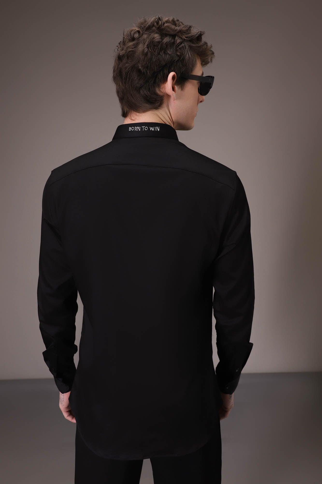 Silver Club -Born to Win hand embroidered designer shirt Black