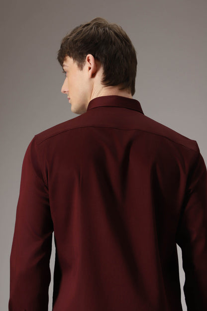 The dragonfly hand embroidered designer shirt - Burgundy