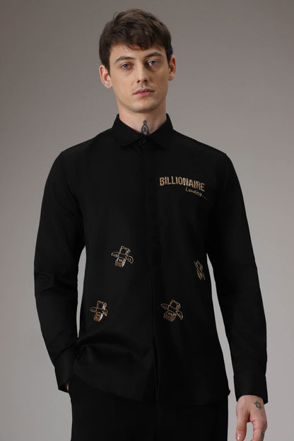 Billionaire loading hand embroidered designer shirt - Black