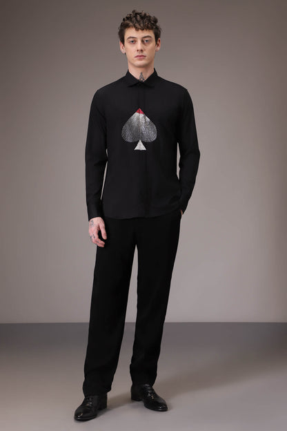 Spade hand embroidered designer shirt Black