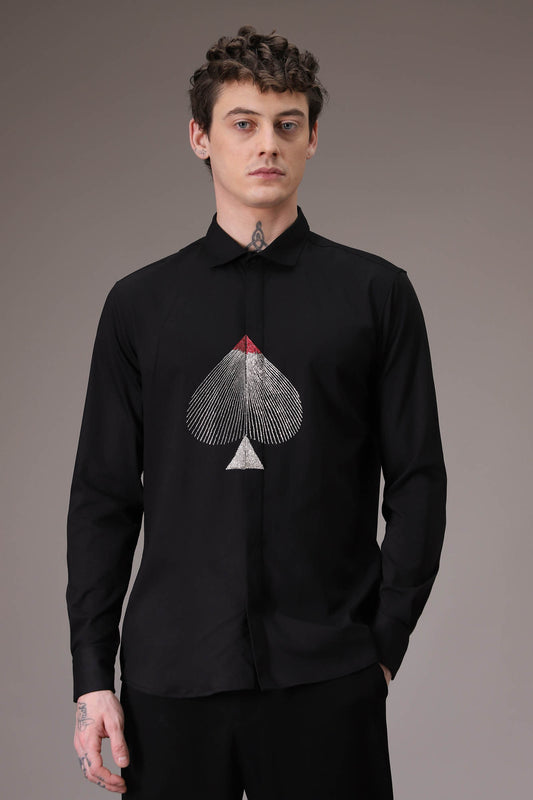 Spade hand embroidered designer shirt Black