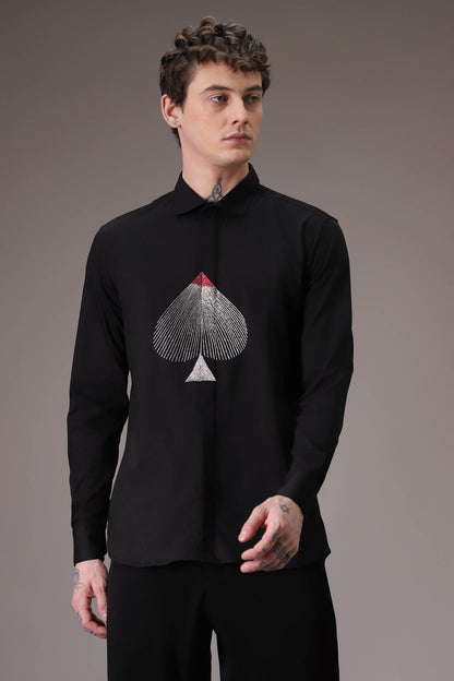 Spade hand embroidered designer shirt Black