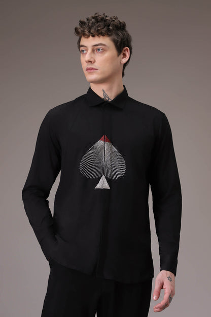 Spade hand embroidered designer shirt Black