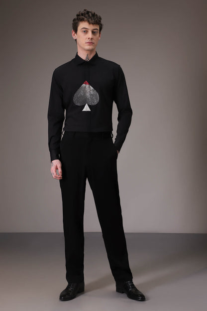 Spade hand embroidered designer shirt Black