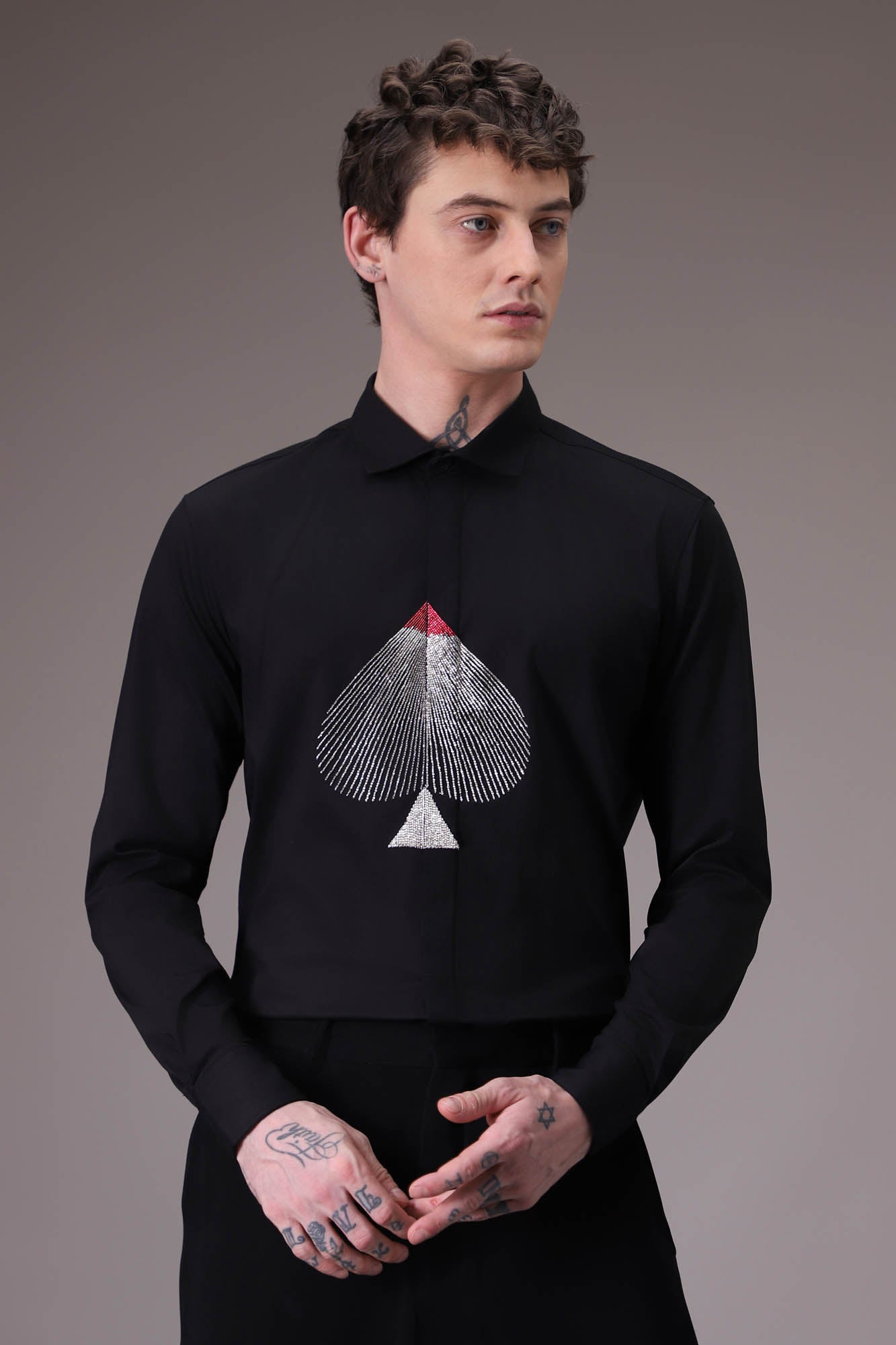 Spade hand embroidered designer shirt Black