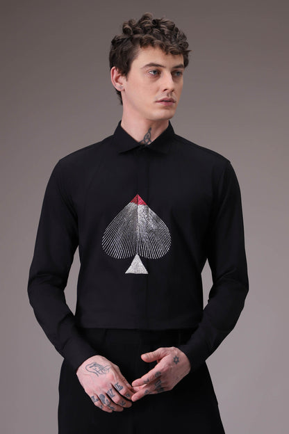 Spade hand embroidered designer shirt Black