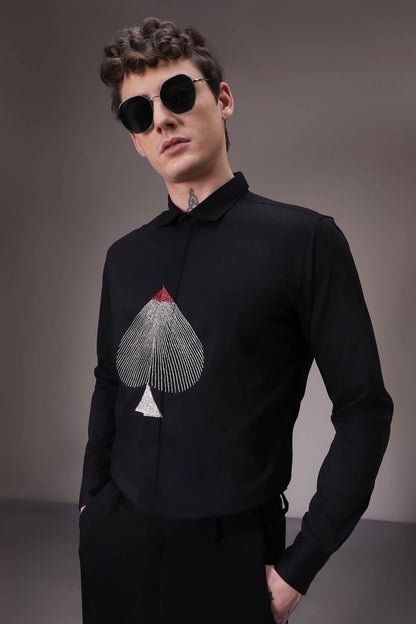 Spade hand embroidered designer shirt Black