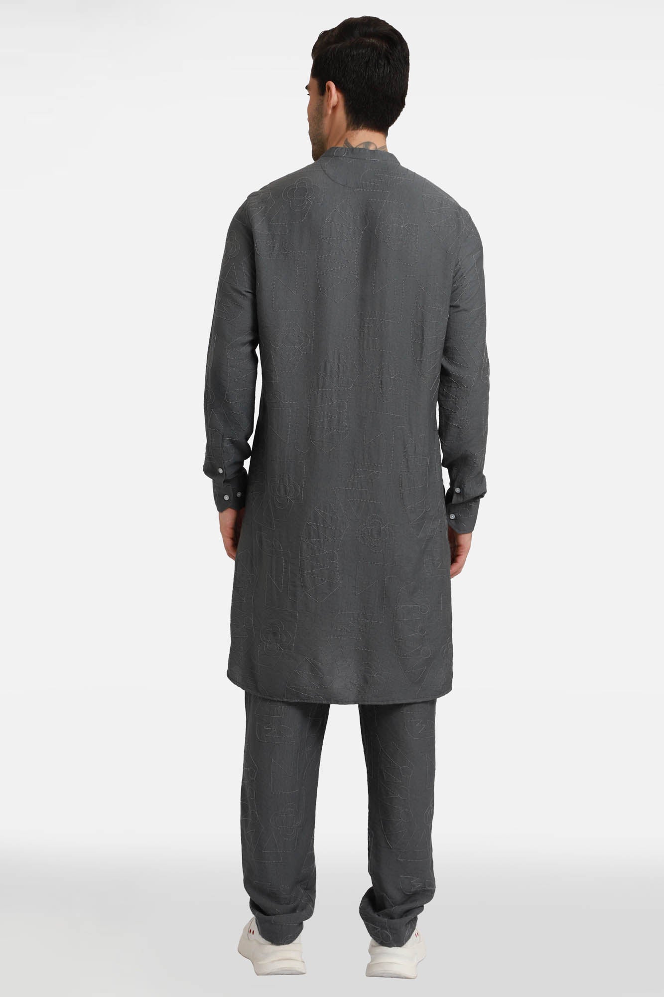 Grey Embroidered Kurta